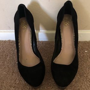 Vince Camuto Black Suede Studded Platform Heels